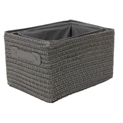 Panière de rangement grise effet tressé x3