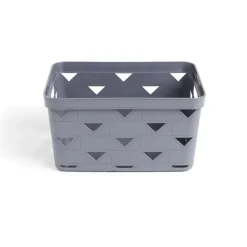 Panière de rangement plastique gris 29,5x21,5xH16cm - modèle moyen
