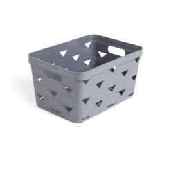 Panière de rangement plastique gris 29,5x21,5xH16cm - modèle moyen
