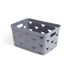 Panière de rangement plastique gris 29,5x21,5xH16cm - modèle moyen