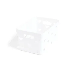 Panière de rangement plastique blanc 26x14xH18cm - modèle moyen