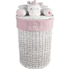 Panière de rangement ronde enfant licorne blanc rose 45 cm