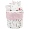 Panière de rangement ronde enfant licorne blanc rose 18 cm