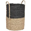 Panière de rangement ronde en fibre de maïs noir naturel taille S