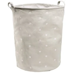 Panière de rangement ronde avec poignées enfant gris motif blanc