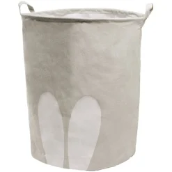 Panière de rangement ronde avec poignées enfant gris motif blanc