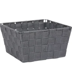 Panière de rangement tressée grise foncé taille L