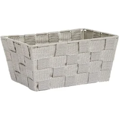 Panière de rangement tressée gris clair Taille S - 21,5x10xH14cm