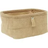 Panière de rangement velours côtelé beige - 19x14xH9 cm