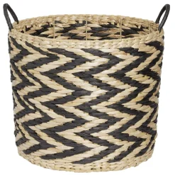 Panière design chevrons noir naturel Ø35xH30 cm - ZEBRA