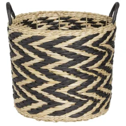 Panière design chevrons noir naturel Ø30xH26 cm - ZEBRA
