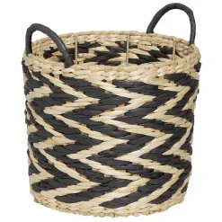 Panière design chevrons noir naturel Ø25xH23 cm - ZEBRA