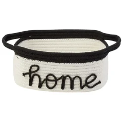 Panière en coton inscription home blanc et noir