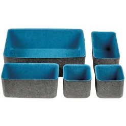 Panière en feutrine gris et bleu x5