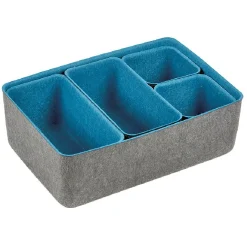 Panière en feutrine gris et bleu x5