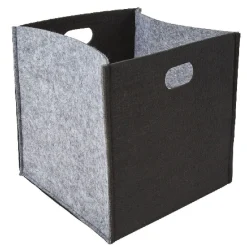 Panière en feutrine noir gris petit modèle