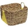 Panière en Jonc de mer bicolore jaune naturel avec 2 anses taille M
