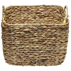 Panière en Jonc de mer bicolore jaune naturel avec 2 anses taille M