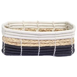 Panière en jute blanc beige et noir