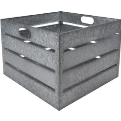 Panière en métal gris grand modèle