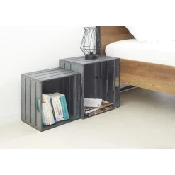 Panière en métal gris grand modèle