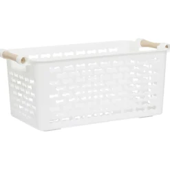 Panière en plastique avec poignée bois 4L