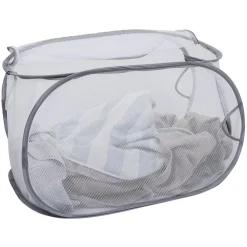 Panière 2-en-1 pliable 72L acier et polyester gris 38x38xH64cm