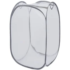 Panière 2-en-1 pliable 72L acier et polyester gris 38x38xH64cm