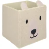 Panière enfant Box Cube laine bouclée ours blanc ou brun 31x29x31cm