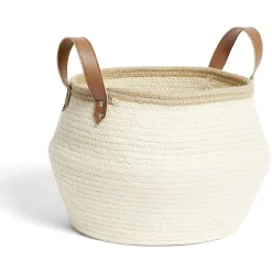 Panière grand modèle avec poignées jute beige Ø26xH25cm