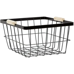 Panière grillagée en métal noir x2