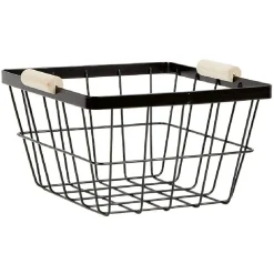 Panière grillagée en métal noir x2