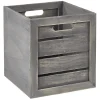 Panière grise rectangulaire en bois cérusé Box Cube