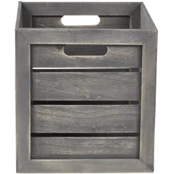 Panière grise rectangulaire en bois cérusé Box Cube