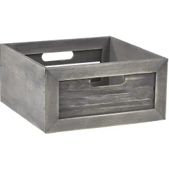 Panière grise rectangulaire en bois cérusé Box Cube