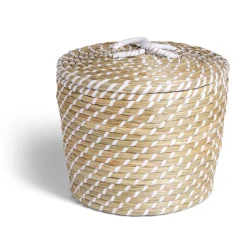 Panière jacinthe avec couvercle modèle moyen Ø26xH21cm