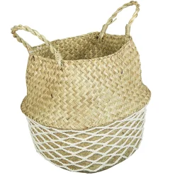 Panière jacinthe d'eau tressée déco macramé anse cordage