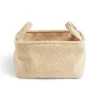 Panière laine bouclée beige 32x22xH18cm