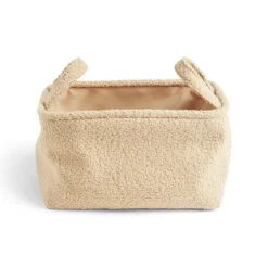 Panière laine bouclée beige 32x22xH18cm