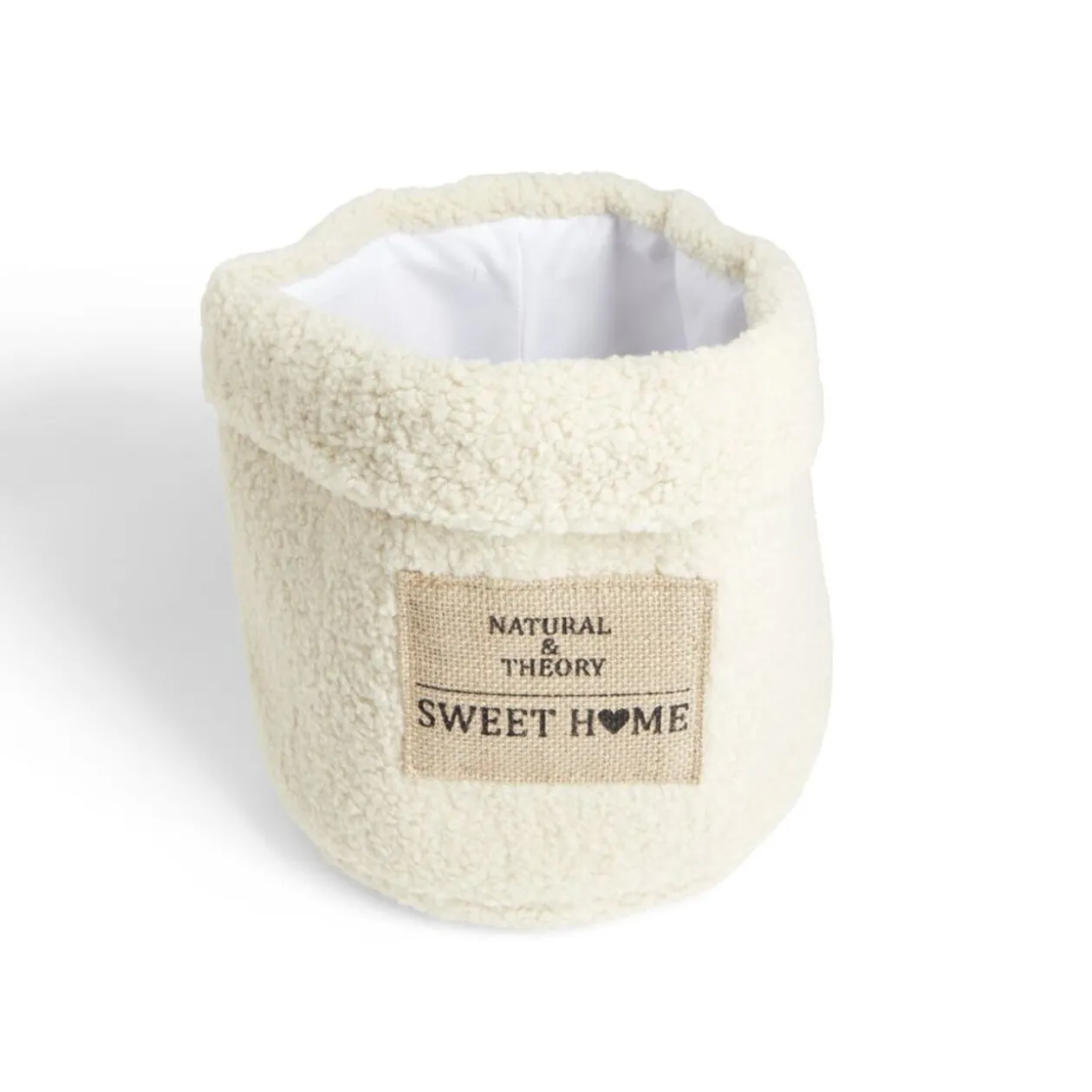 Panière laine bouclée beige 29xH32cm