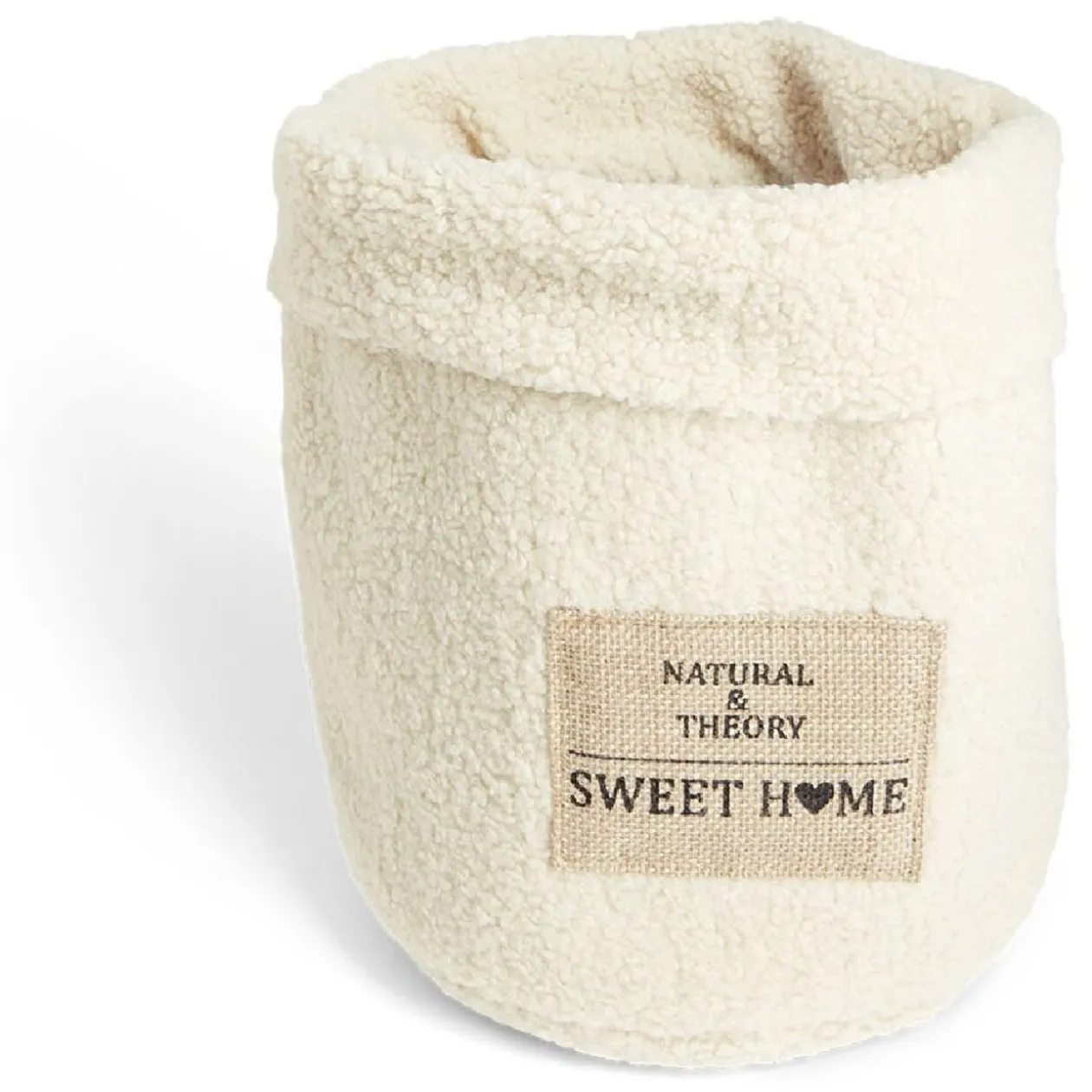 Panière laine bouclée beige 29xH32cm