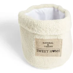 Panière laine bouclée beige 29xH32cm