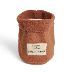 Panière laine bouclée marron 29xH32cm