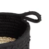 Panière naturelle jacinthe d'eau coton beige et noir Ø18xH16cm