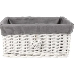 Panière osier rectangulaire blanche et grise