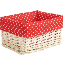 Panière osier rouge à pois blancs