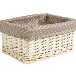 Panière osier taupe à pois blancs