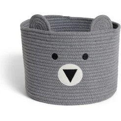 Panière ourson gris Ø30x24cm