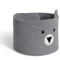 Panière ourson gris Ø30x24cm