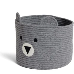 Panière ourson gris Ø30x24cm